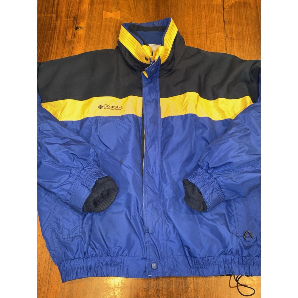Vintage Columbia Jacket Mens XL Blue Yellow Bugaboo Ski Colorblock 90s